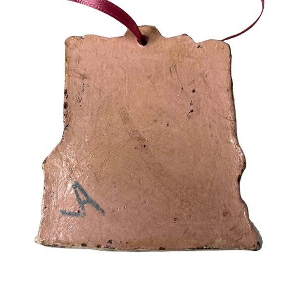 2 Pc Vintage Ornaments Handmade Ceramic Santa and House with Snow 3 x 2 Ea u - Picture 6 of 6